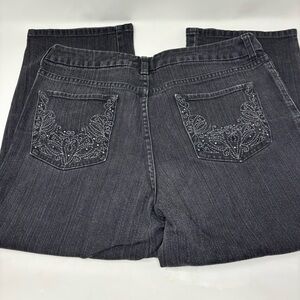 Embroidered Black Women's Capris